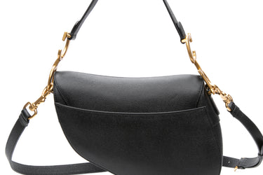 DIOR Medium Saddle Bag with Strap Black Grained Calfskin