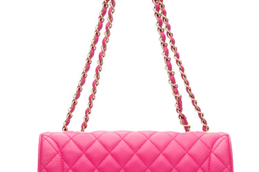 CHANEL Mademoiselle Medium Fuchsia Lambskin Quilted Chic Flap Bag