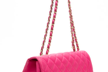 CHANEL Mademoiselle Medium Fuchsia Lambskin Quilted Chic Flap Bag