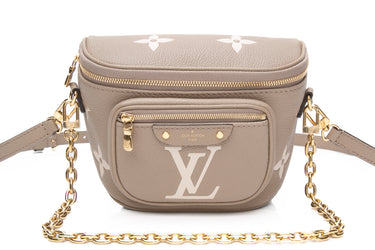 LOUIS VUITTON Mini Bumbag Bicolor Monogram Tourterelle Beige Cream Empreinte Leather