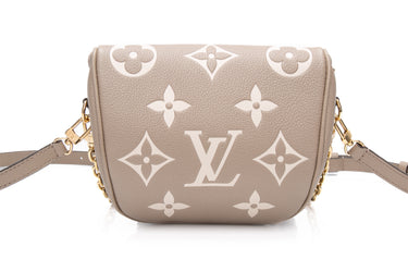 LOUIS VUITTON Mini Bumbag Bicolor Monogram Tourterelle Beige Cream Empreinte Leather