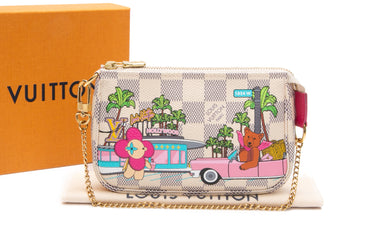 LOUIS VUITTON Damier Azur Fuchsia Christmas 2021 Animation Hollywood Mini Pochette Accessoires