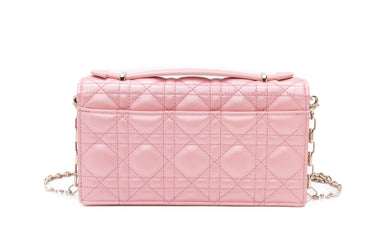 DIOR Powder Pink Iridescent Cannage Lambskin My Dior Mini Bag