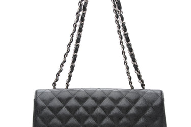 CHANEL Black Caviar Quilted Jumbo Single Flap Bag