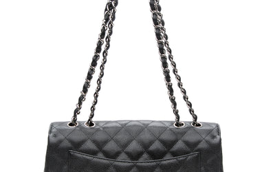CHANEL Black Caviar Quilted Jumbo Single Flap Bag