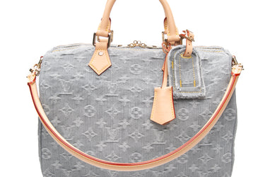 LOUIS VUITTON Grey Denim Speedy Soft 30