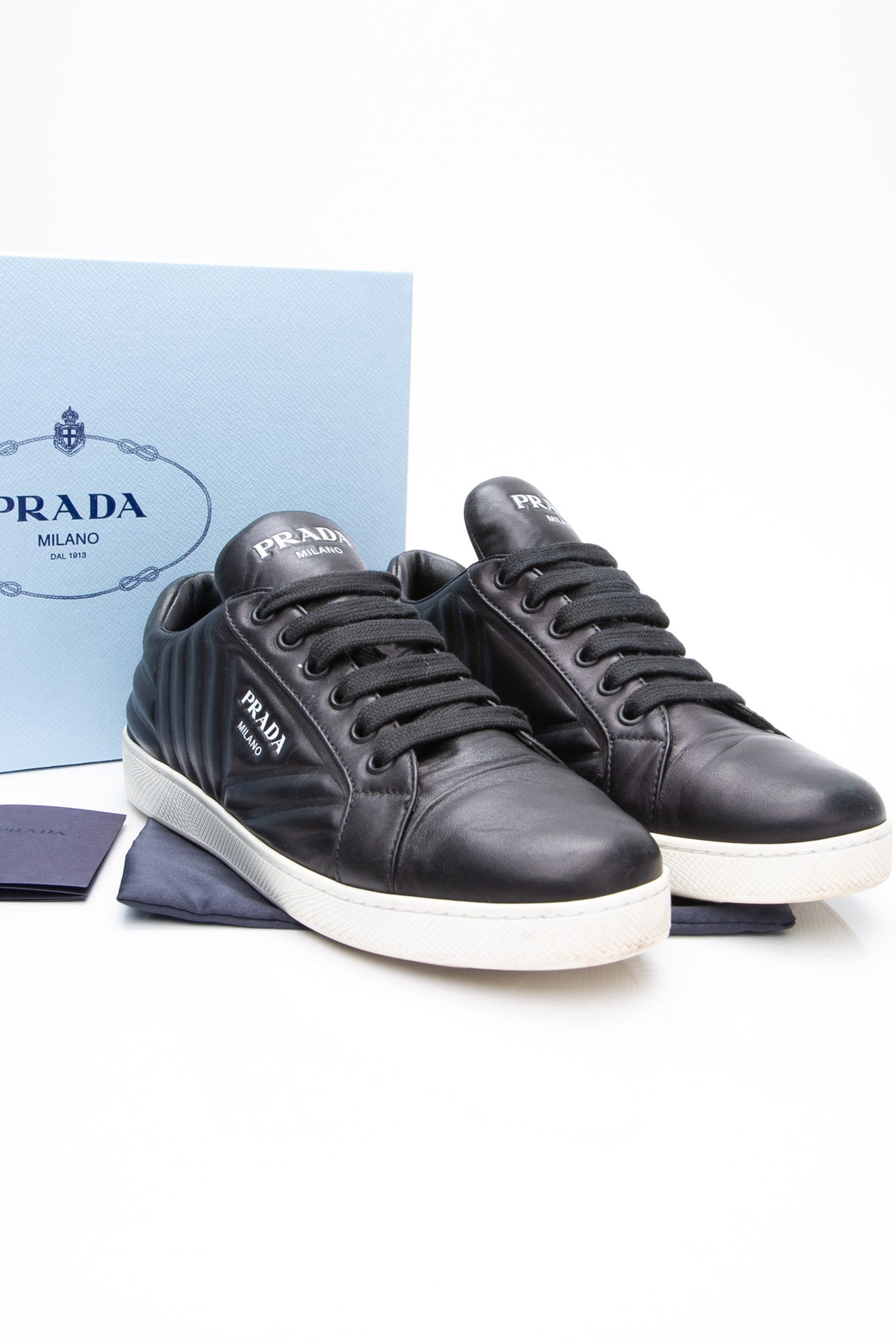 PRADA Calzature Donna Black Black Nappa Sneakers 38 – Luxury 