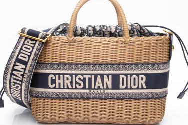 DIOR Oblique Canvas and Wicker Basket Bag