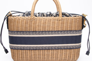 DIOR Oblique Canvas and Wicker Basket Bag