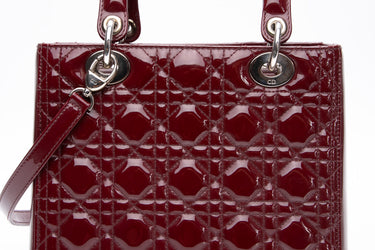 DIOR Patent Cannage Medium Burgundy Lady Dior Bag