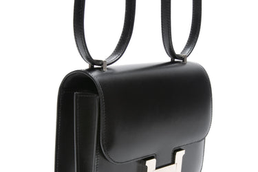 HERMES Noir Box Calfskin Leather Constance 18 III Mirror Bag