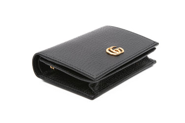 GUCCI GG Black Leather Marmont Card Case Wallet