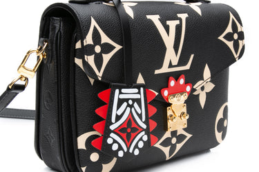 LOUIS VUITTON Pochette Metis Limited Edition Crafty Monogram Empreinte Giant Black Crossbody Bag