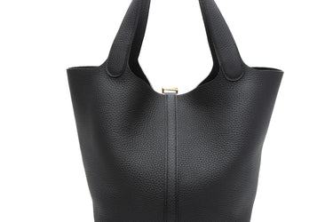 HERMES Black Noir Clemence Picotin Lock 22 Bag (2025 Model)