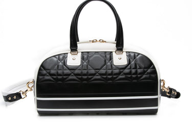 DIOR Black and White Calfskin Dior Vibe Zip Bowling Bag