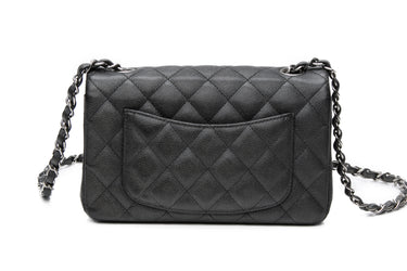 CHANEL Iridescent Black Caviar Quilted Mini Rectangular Flap Crossbody Bag