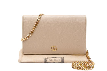 GUCCI Beige and Yellow GG Marmont Wallet on Chain