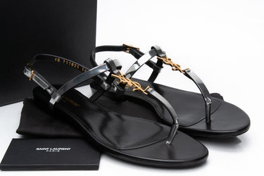 SAINT LAURENT Cassandra Leather YSL Slingback Sandals 38 (New)