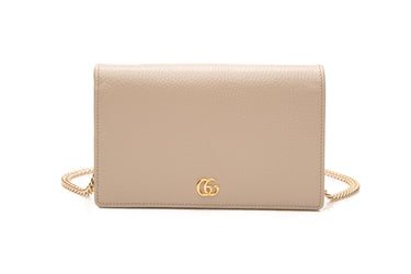 GUCCI Beige and Yellow GG Marmont Wallet on Chain
