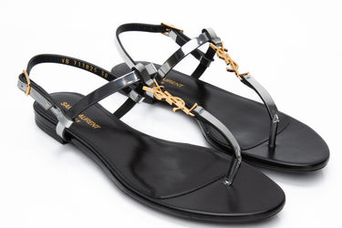 SAINT LAURENT Cassandra Leather YSL Slingback Sandals 38 (New)