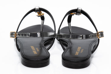 SAINT LAURENT Cassandra Leather YSL Slingback Sandals 38 (New)