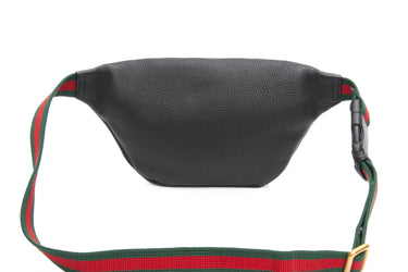 GUCCI Black Grained Calfskin Small Logo Belt Bag