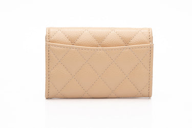 CHANEL Beige Caviar Quilted Classic Flap Card Holder (New)