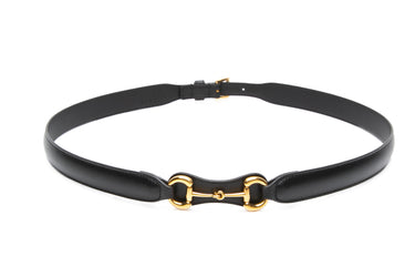 GUCCI Black Horsebit Leather Belt 90 36
