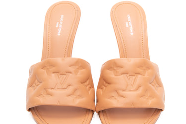 LOUIS VUITTON Beige Leather Revival Mules Sandals 38 (New)
