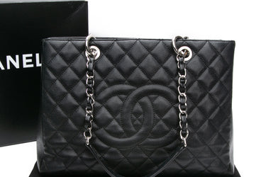 CHANEL Black Caviar Quilted Grand Shopping Tote GST