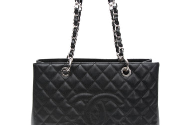 CHANEL Black Caviar Quilted Grand Shopping Tote GST