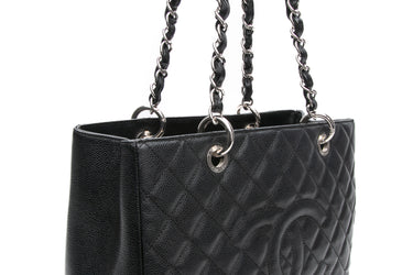 CHANEL Black Caviar Quilted Grand Shopping Tote GST