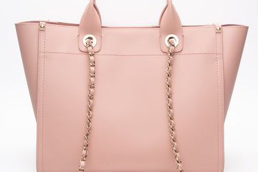 CHANEL Light Pink Caviar Leather Studded Small Deauville Tote