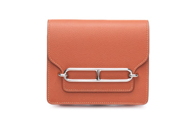 HERMES Blush Bleu Frida Evercolor Bi-color Roulis Slim Wallet