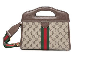 GUCCI Ophidia Cut Out GG Coated Canvas Small Handle Tote/Crossbody Bag