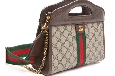GUCCI Ophidia Cut Out GG Coated Canvas Small Handle Tote/Crossbody Bag