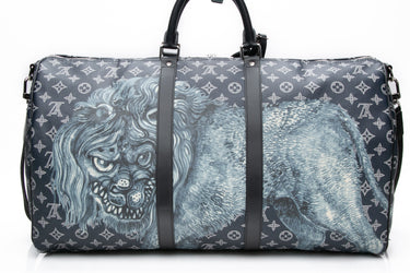 LOUIS VUITTON Navy Blue Chapman Brothers Lion Weekend Keepall Bandoulière 55