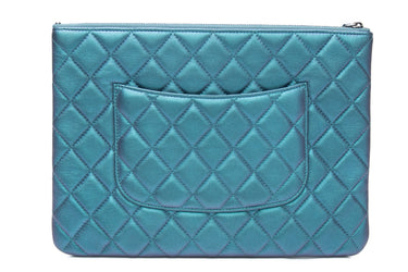 CHANEL Lambskin Quilted Iridescent O Case Clutch