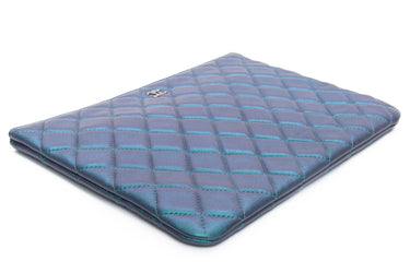 CHANEL Lambskin Quilted Iridescent O Case Clutch