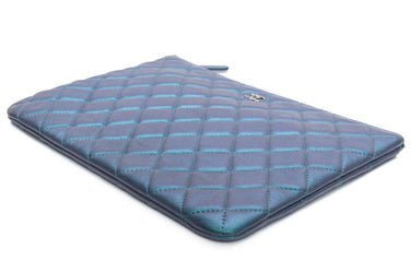 CHANEL Lambskin Quilted Iridescent O Case Clutch