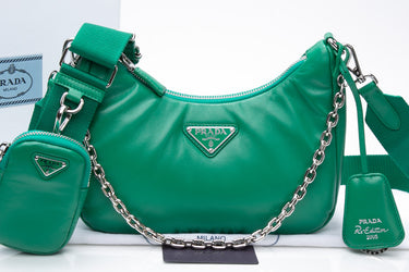 PRADA Mango Green Padded Nappa-Leather Prada Re-Edition 2005 Shoulder Bag