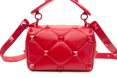 VALENTINO GARAVANI Red Lambskin Roman Stud Bag