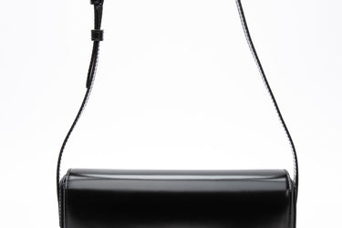 CELINE Black Shiny Calfskin Claude Triomphe Shoulder Bag (New)