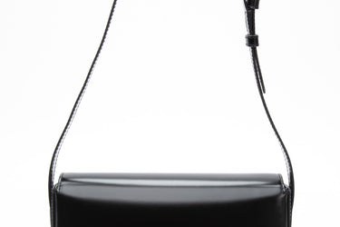 CELINE Black Shiny Calfskin Claude Triomphe Shoulder Bag (New)