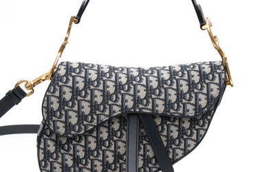 DIOR Blue Dior Oblique Jacquard Saddle Bag With Strap Bag (New)