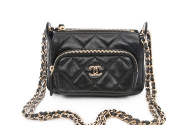 CHANEL 25C Black Lambskin Quilted Micro Shoulder/Crossbody Bag