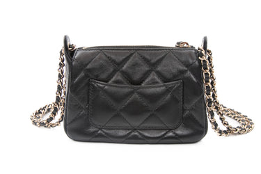 CHANEL 25C Black Lambskin Quilted Micro Shoulder/Crossbody Bag