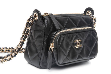 CHANEL 25C Black Lambskin Quilted Micro Shoulder/Crossbody Bag