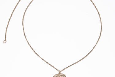 CHANEL CC Logo Pearl Goldish Color Drop Necklace