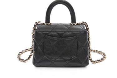 CHANEL Black Nano Coco Handle Caviar Leather Quilted Crossbody Bag